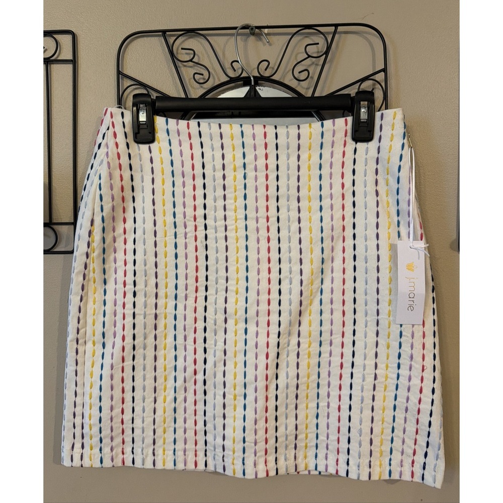 J. Marie Embroidered Decorative Stitch Multi-Colored Lined Skirt - NWT Size Med